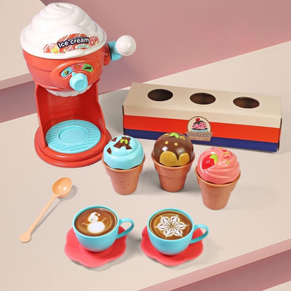 Toddler toy ice cream maker with colorful accessories, enhancing motor skills and imaginative play