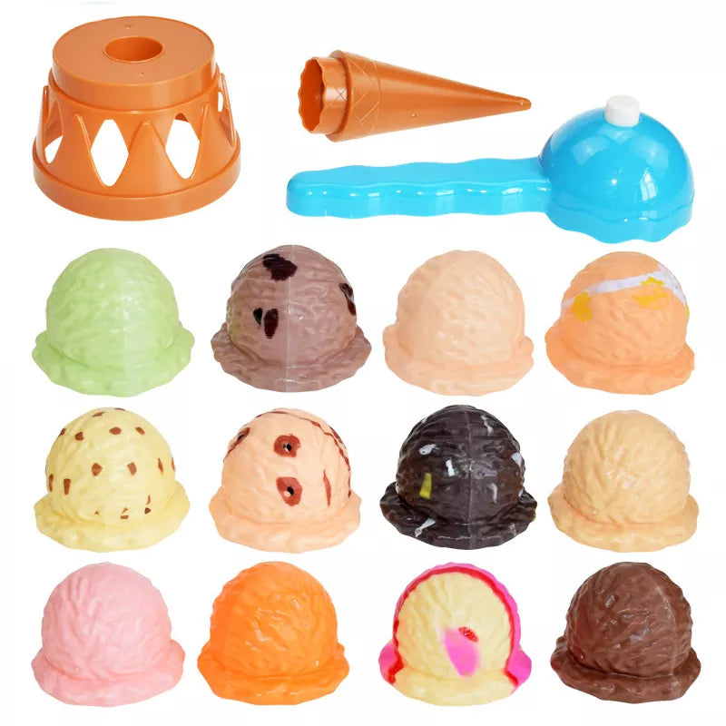 Toddler stacking ice cream toy made from durable ABS plastic, perfect for educational play food fun