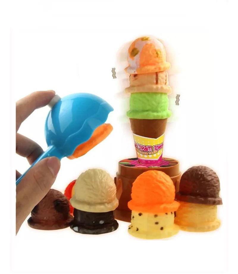 Detailed image of the durable ABS plastic ice cream cone from the children's stacking toy
