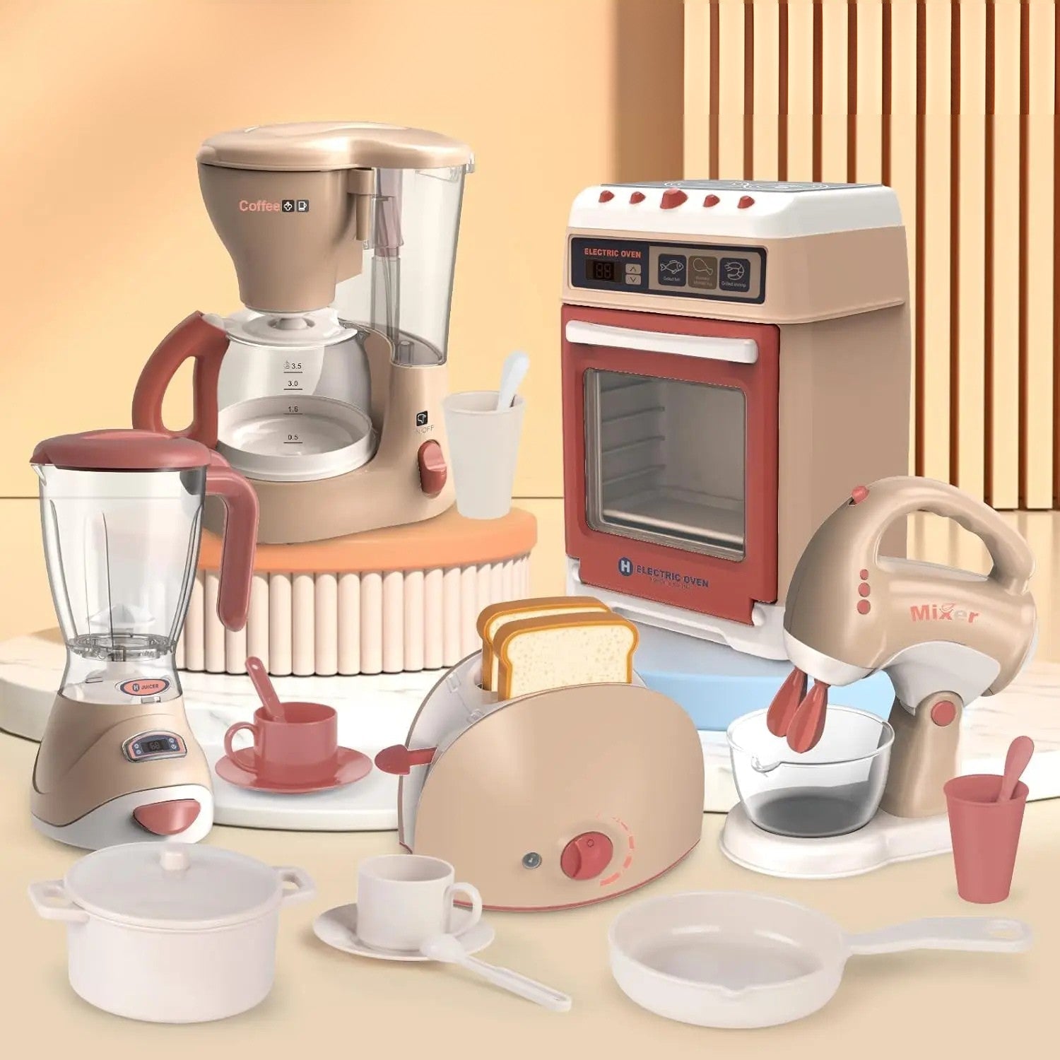 Kids' Pretend Play Kitchen Appliance Set, educational toy for imaginative roleplay with toy oven.
