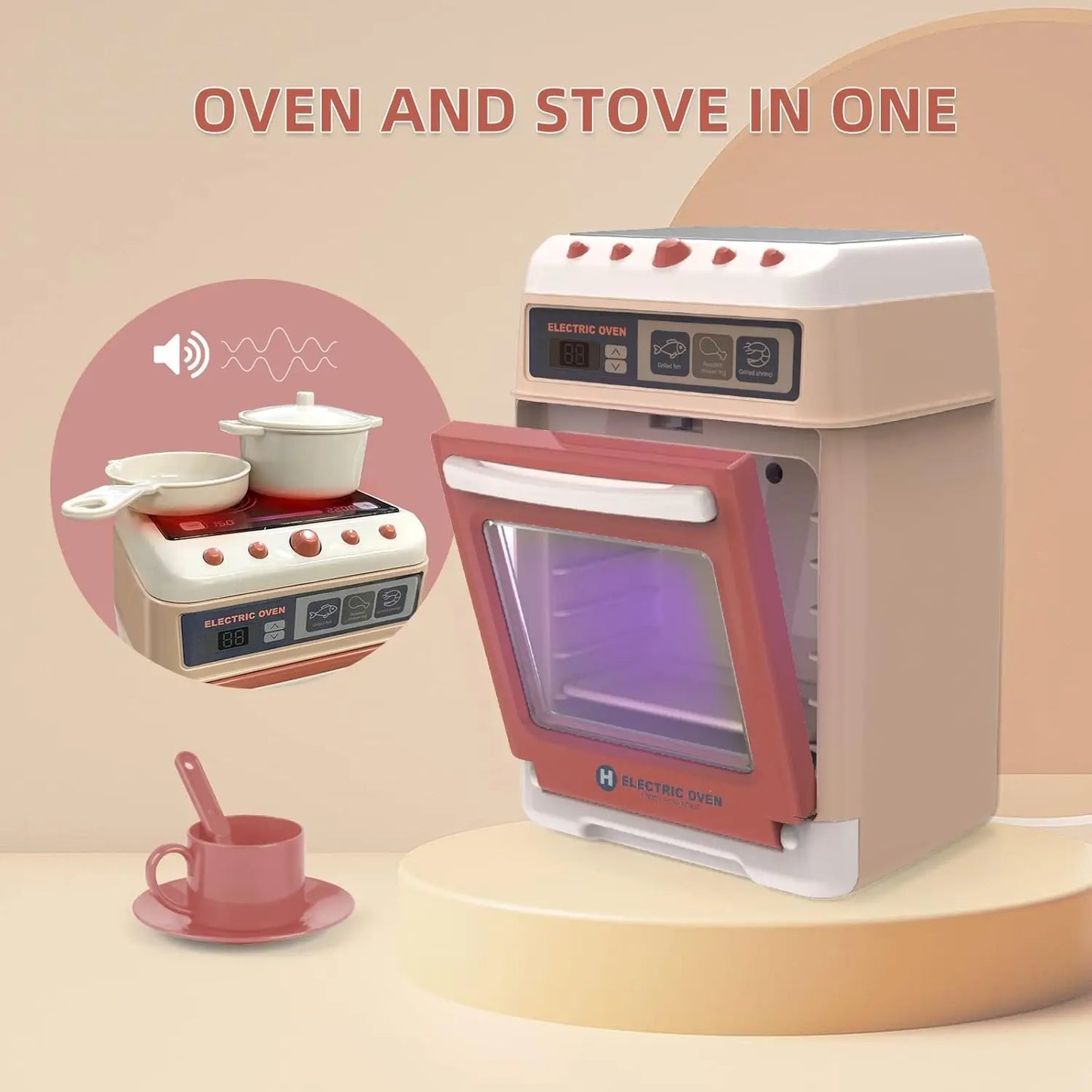 Educational Kids' Pretend Play Kitchen Set, featuring various toy appliances for creative cooking.