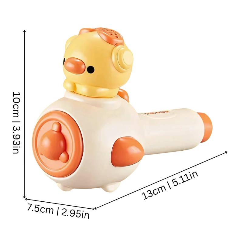 Child playing with green PuffPal, a sensory and developmental breath toy for kids
