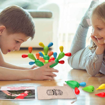 Gift-ready Rainbow Cactus Stacking Game wooden toy, encouraging creative building blocks play for kids