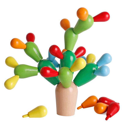 Engaging Rainbow Cactus Stacking Game, a vibrant wooden toy for hands-on sensory exploration and learning