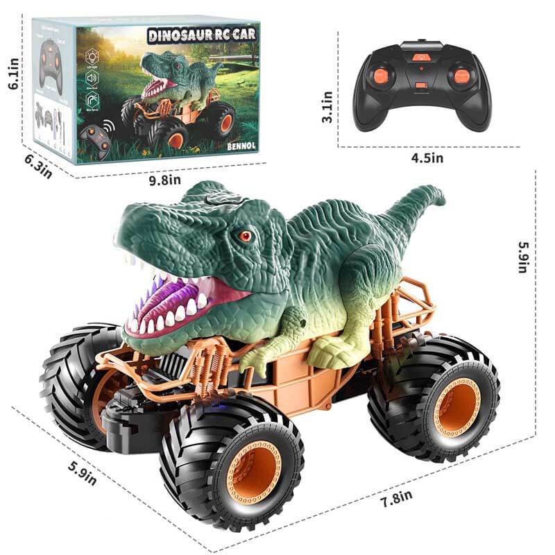 Side view of remote control dinosaur, detailed scales & texture, for realistic play experience