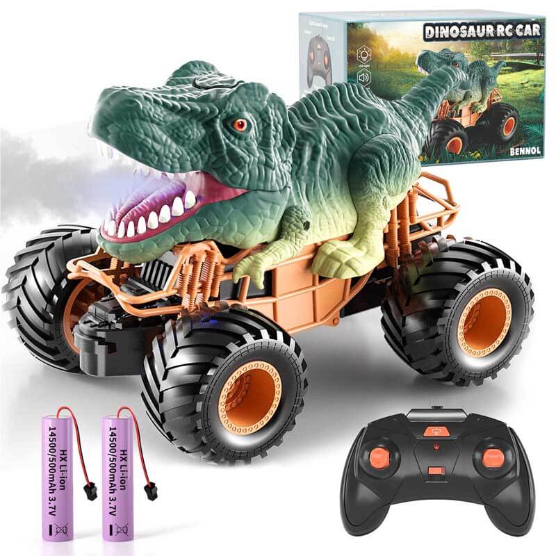 Collection of RC dinosaur vehicles, different species, ready for exciting adventures & playtime