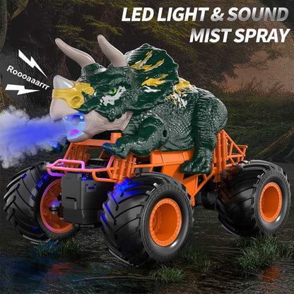 Remote control dinosaur car, Triceratops, for toddlers, educational playtime gift with lights
