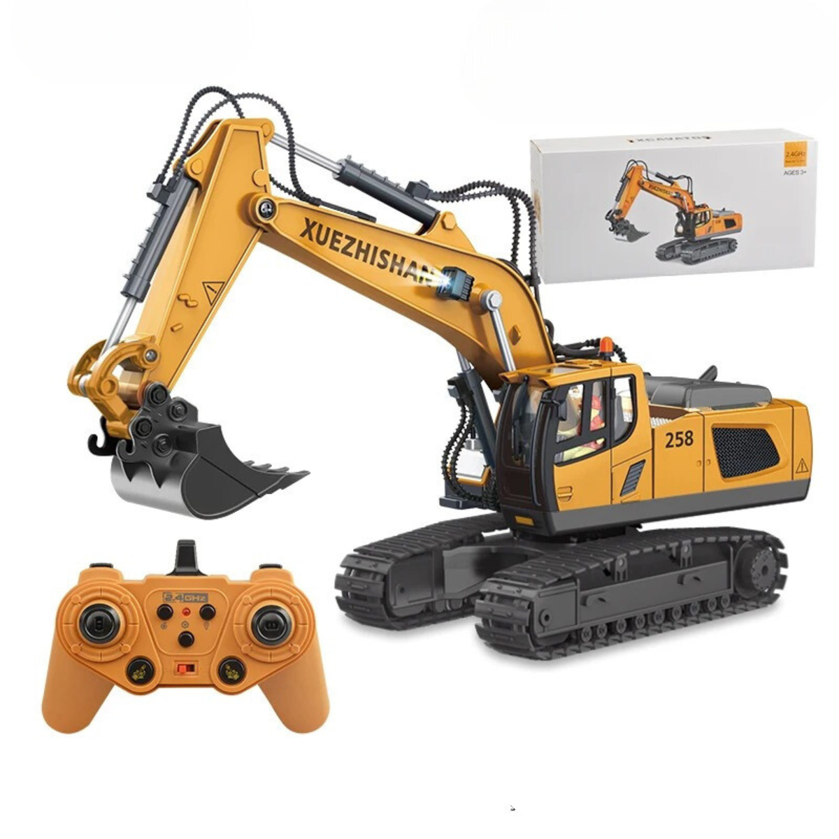 Children's gift set: RC excavator and dump truck, great remote control toys for kids.