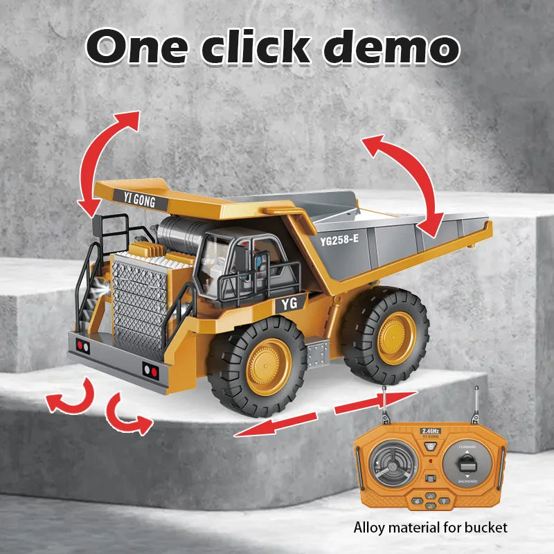 High-quality remote control bulldozer and excavator set, fun and durable kids' construction toys.