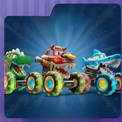 Kids' RC LED Monster Truck, durable remote control toy with bright lights for outdoor play