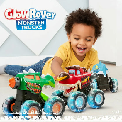Bright red RC LED Monster Truck for kids, shockproof design, perfect for outdoor adventures