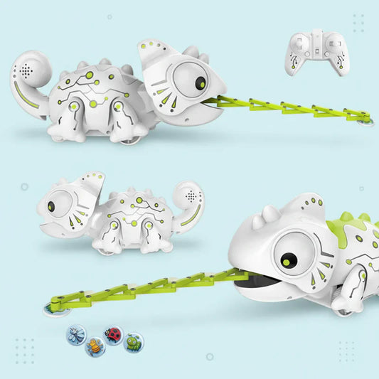 Kids' RC remote-controlled chameleon toy with color changing ability, vibrant & interactive playtime fun