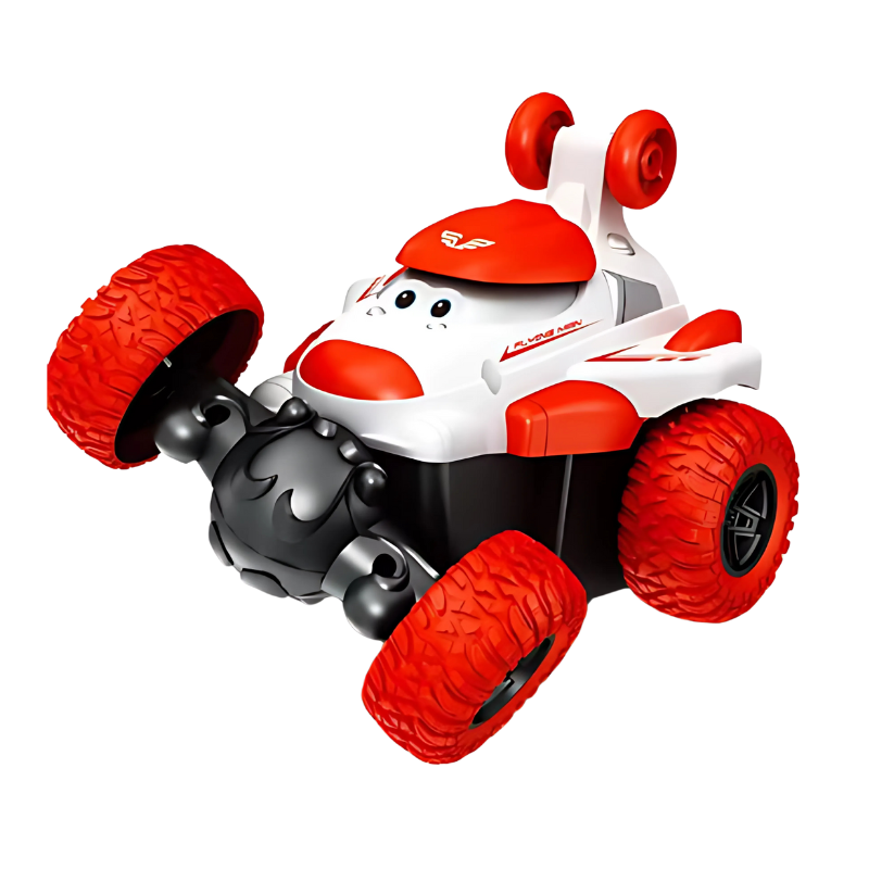 Close-up of a sturdy remote control toy truck, featuring colorful LED lights and designed for awesome 360 spins.