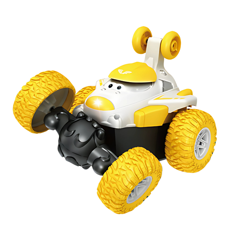 RC Stunt Truck for kids, illuminated with dazzling LED lights, capturing its ability to perform gravity-defying 360 spins.