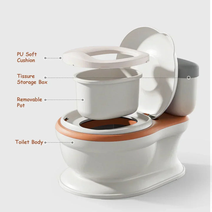 Toddler potty training seat, ergonomic & realistic, making bathroom training easy & fun for preschoolers.