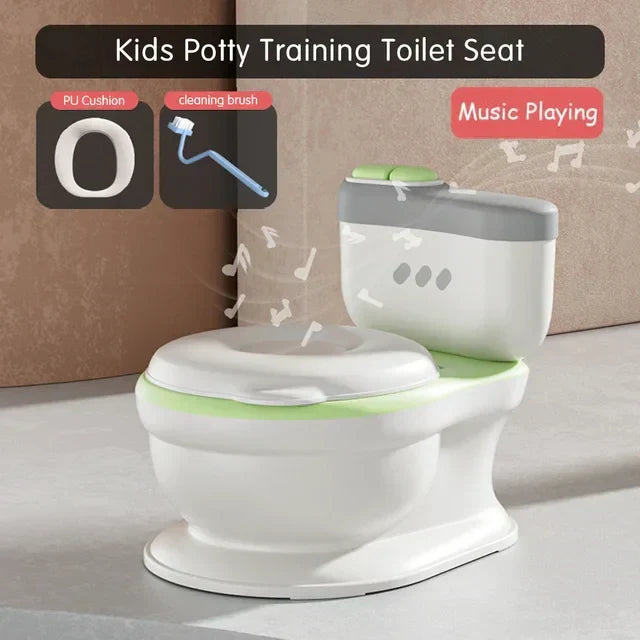 Ergonomic kids' toilet training seat with music, designed for comfort & effective child potty development.