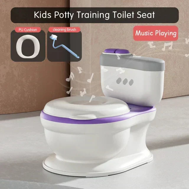 Fun & realistic potty training seat, featuring music and comfort for toddlers starting bathroom habits.