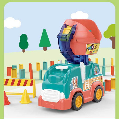 Toddler gift: automatic domino laying train toy with bright building bricks, an engaging activity toy.
