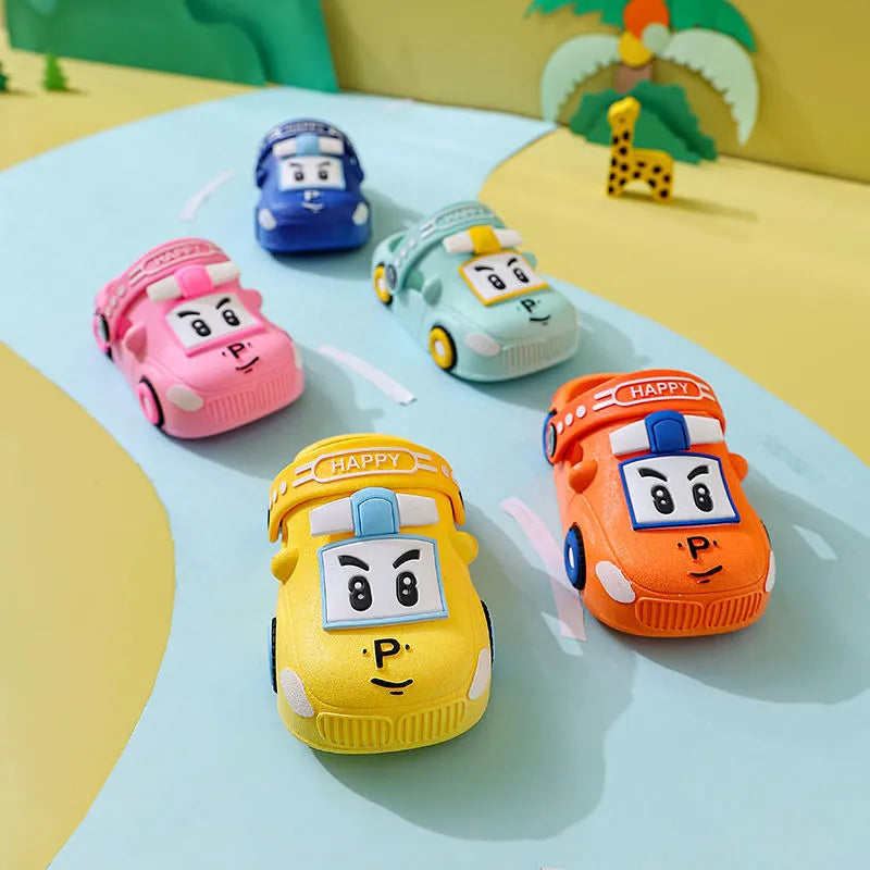 Kids' red cartoon car sandals, slip-on, breathable and fun for summer play