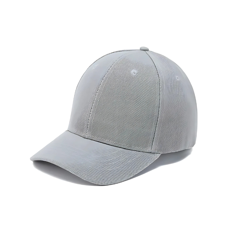 Front view of a white cotton baseball cap for kids, featuring a classic design and adjustable fit
