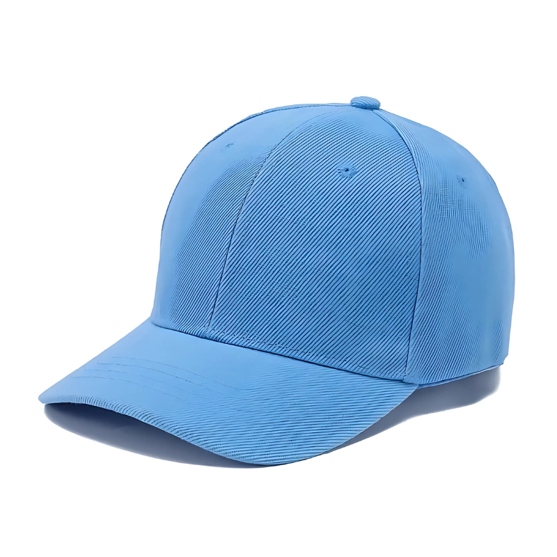 Side view of a green adjustable kids' baseball cap, highlighting soft cotton material and shape