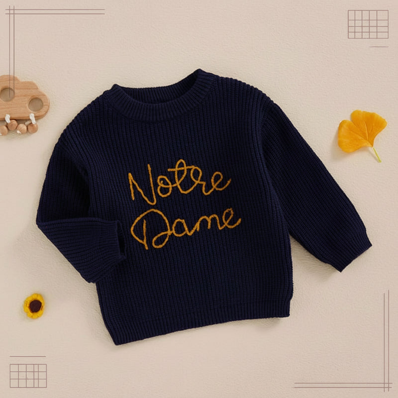 Red holiday embroidered crew neck sweatshirt for children, durable and soft toddler fashion winter sweater.