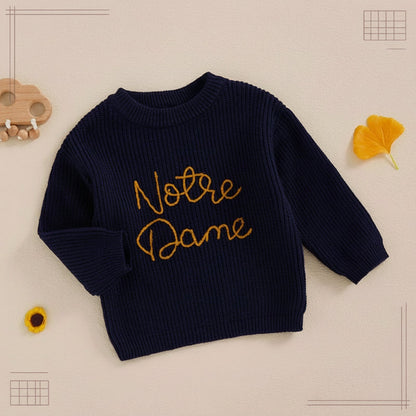 Red holiday embroidered crew neck sweatshirt for children, durable and soft toddler fashion winter sweater.