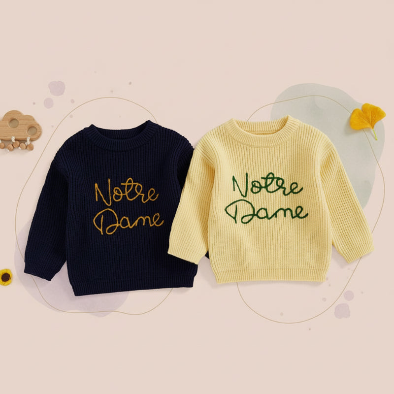 Toddler fashion embroidered pullover crew neck sweatshirt, cozy winter sweater for kids, comfortable cotton blend.