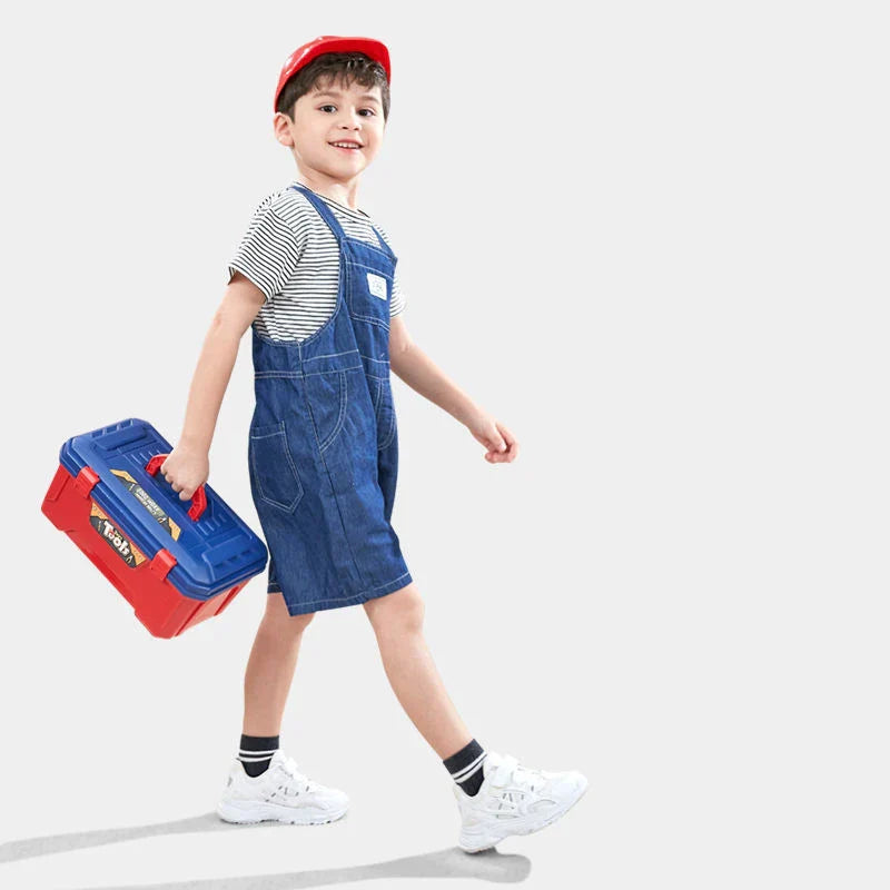 Toy toolbox for kids with various tools, ideal for role play and early learning construction