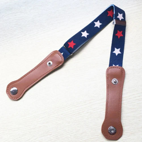 Stripe patterned kids' elastic no-buckle belt, adjustable & durable for girls/boys
