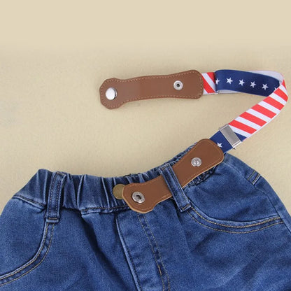Green children's elastic no-buckle belt, adjustable for toddlers, play-ready