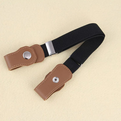 White kids' no-buckle adjustable belt, comfortable and easy to wear for children