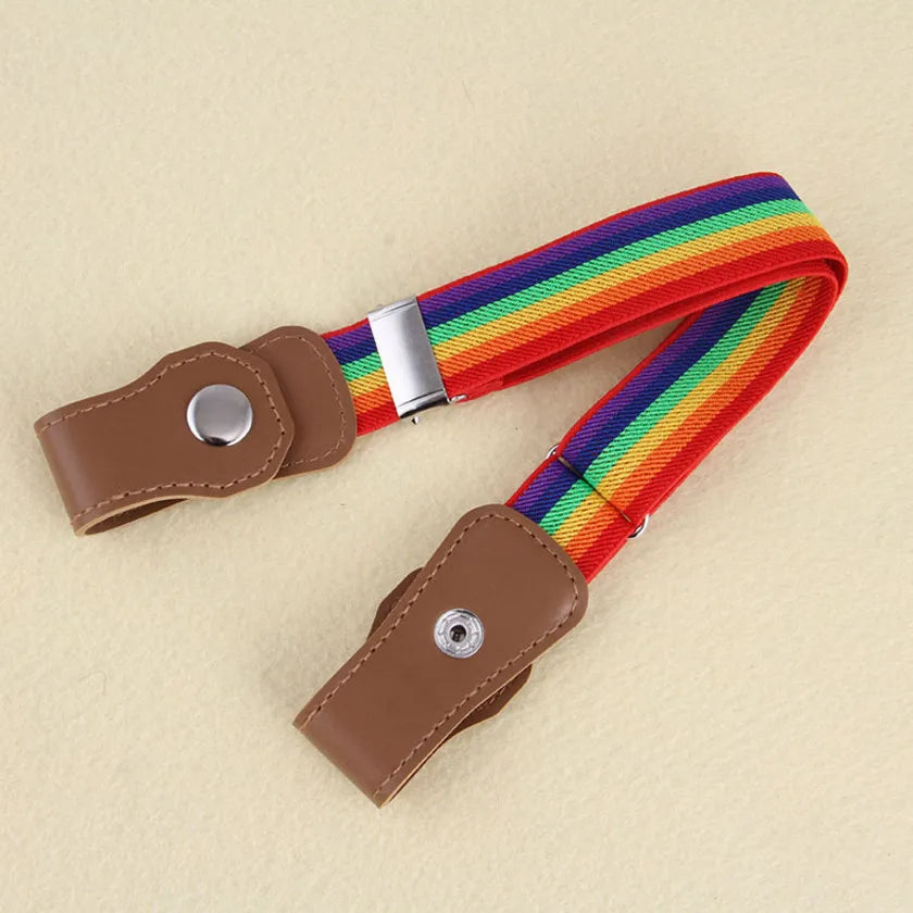 Orange kids' no-buckle adjustable belt, soft and comfortable for active play