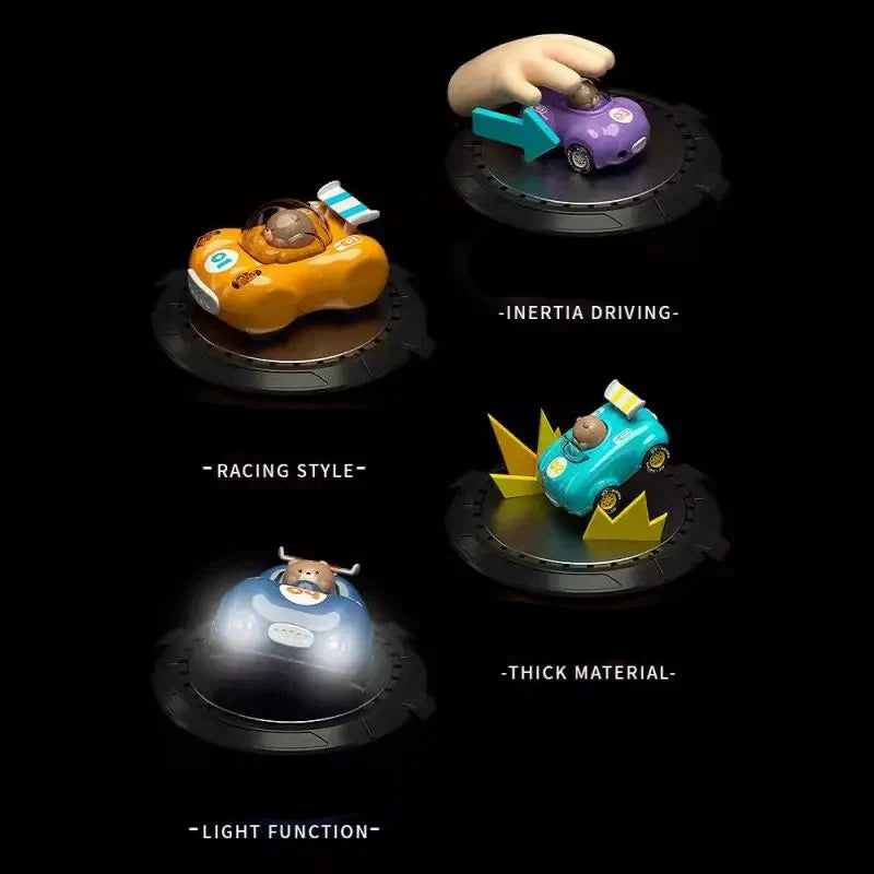 Yellow flashing light racing toy car, designed for kids' imaginative play and motor skill development