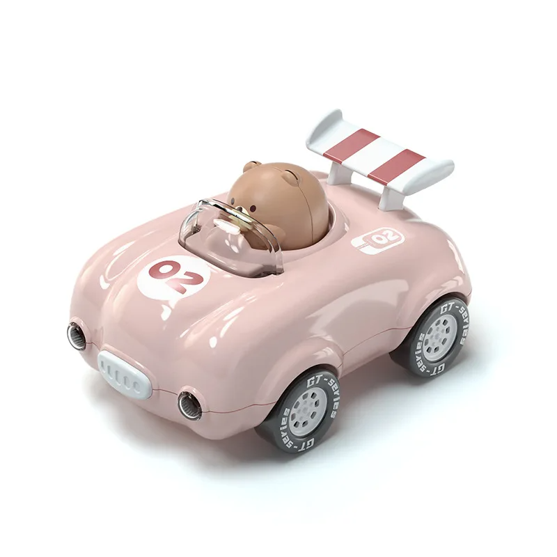 Green flashing light racing toy car speeding on a track, promoting active and imaginative play