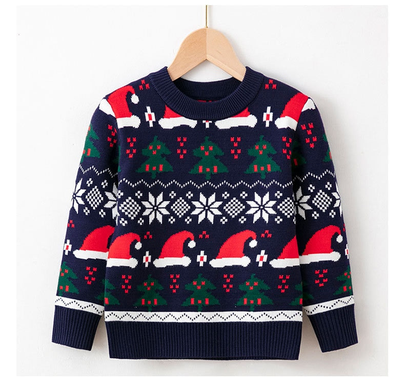 Black holiday knit Christmas sweater for toddlers, durable and cozy winter fashion