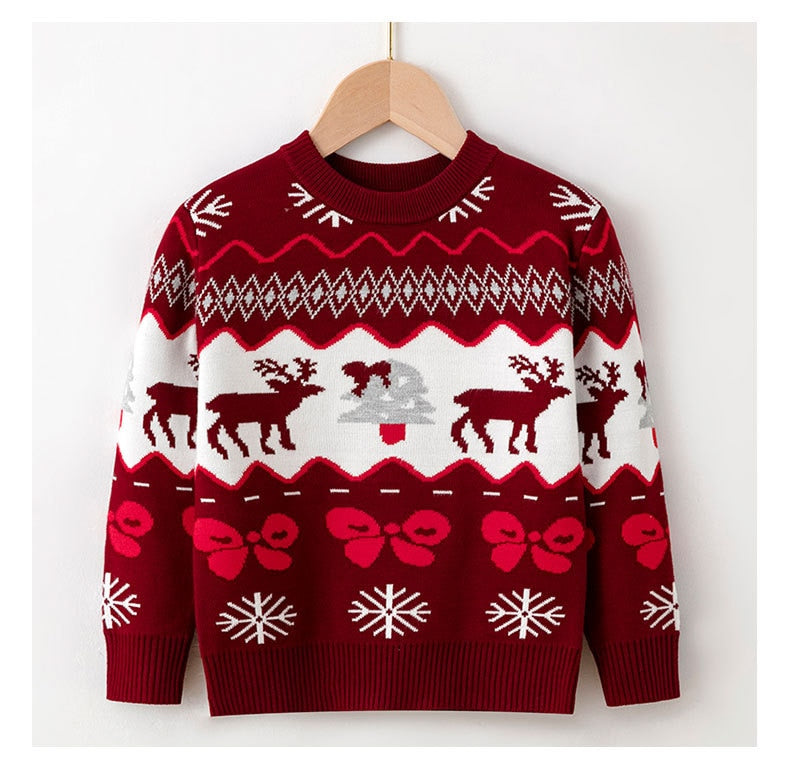 Toddler green Christmas sweater with snowflake pattern for boys & girls, winter outfit