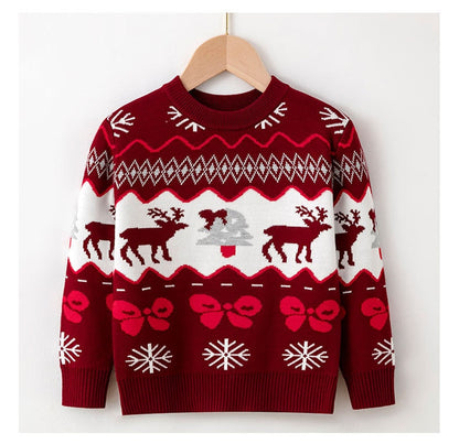 Toddler green Christmas sweater with snowflake pattern for boys & girls, winter outfit