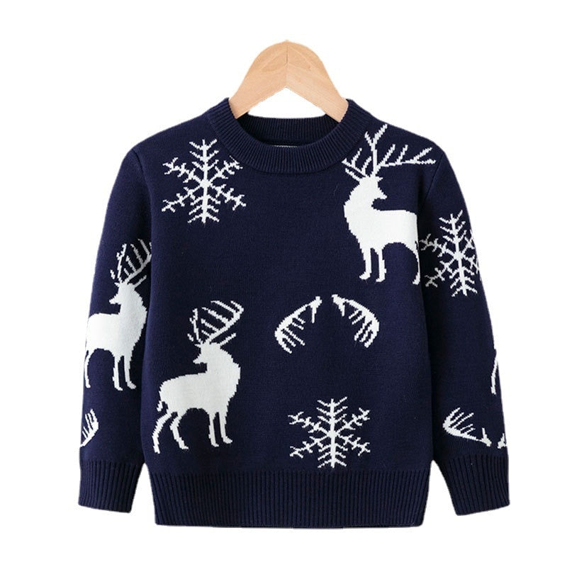 Orange boys' Christmas sweater with gingerbread man, cute holiday baby clothing