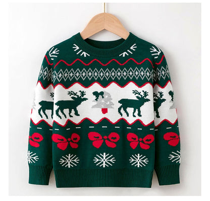 Black baby Christmas sweater with a present graphic, warm toddler winter wear