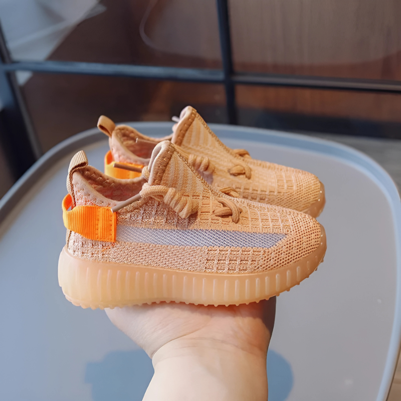 Kids' red mesh slip-on sneakers for active play, breathable children's athletic footwear