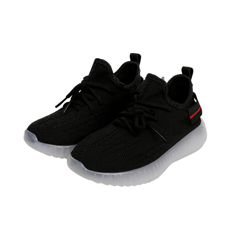 Pair of colorful kids' mesh slip-on sneakers on a white background, children's breathable footwear