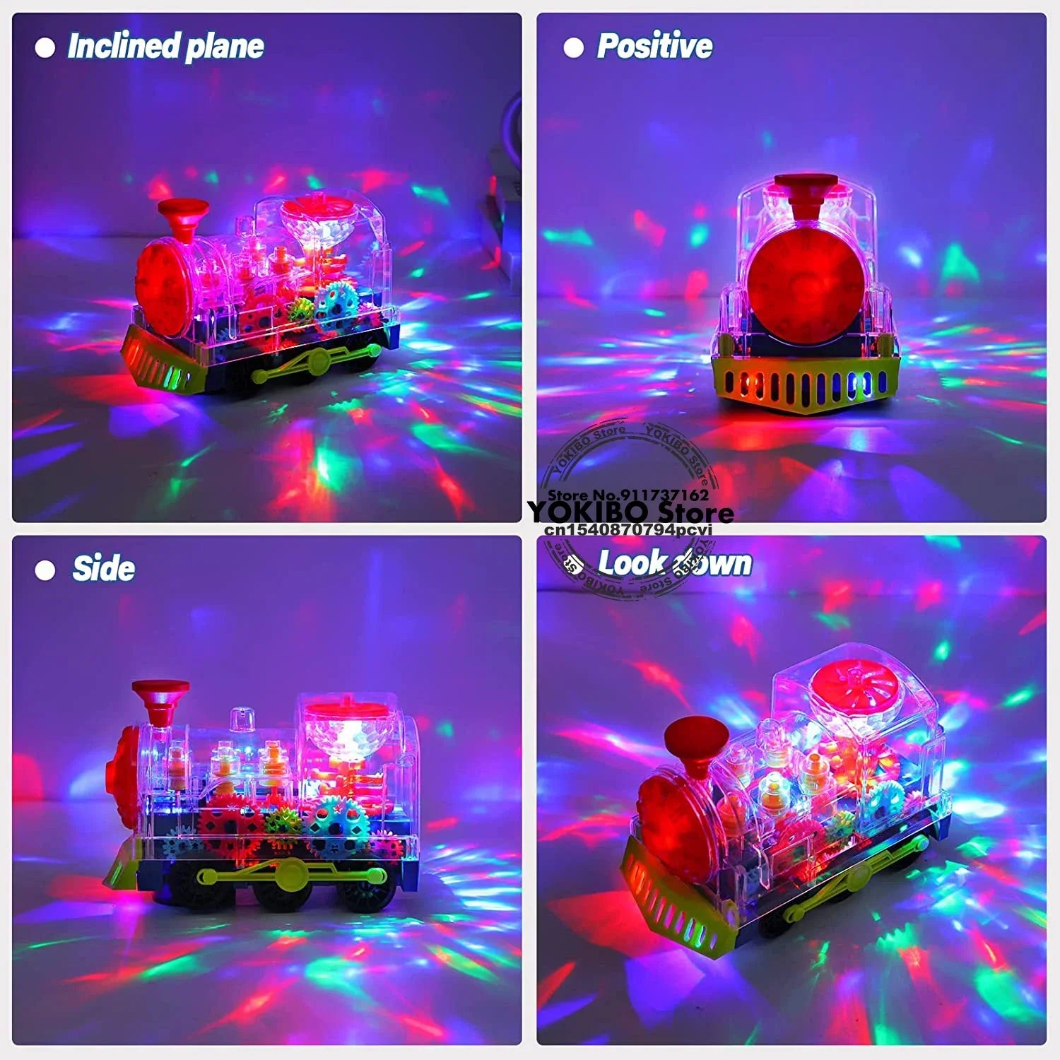 Musical crawling train toy with bright lights, engaging and fun for young kids