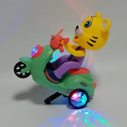 Kids' red musical stunt tricycle toy with flashing lights for toddlers, boys and girls