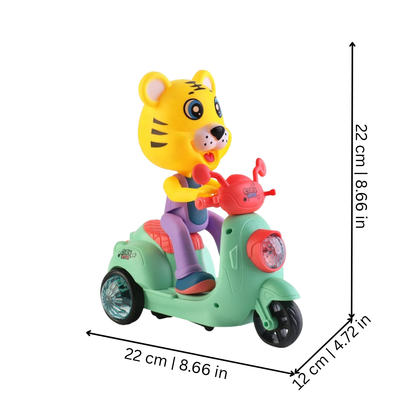 Interactive toddler toy: red kids' stunt tricycle with music and colorful flashing lights
