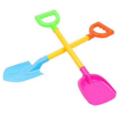 Kids' red plastic safe beach shovel for sand play, durable outdoor toy