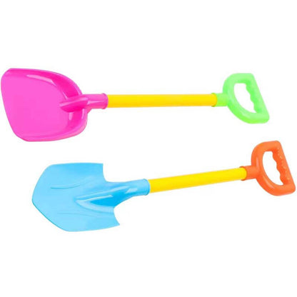 Close-up of a blue kids' safe sand shovel, perfect for beach outdoor play