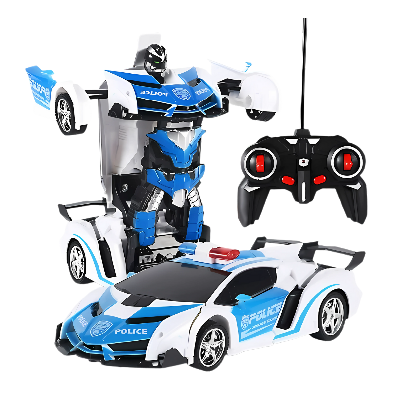 Green kids' transforming car robot, remote control toy with car and robot modes, electronic fun