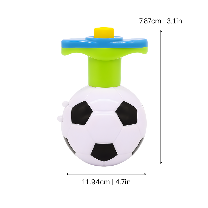 Close-up of a child's hand holding a light-up musical fidget spinner ball, ideal for sensory play and stress relief