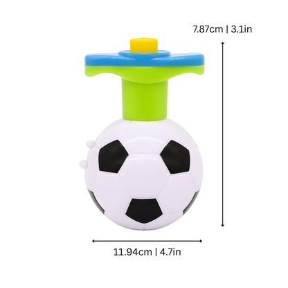 Close-up of a child's hand holding a light-up musical fidget spinner ball, ideal for sensory play and stress relief